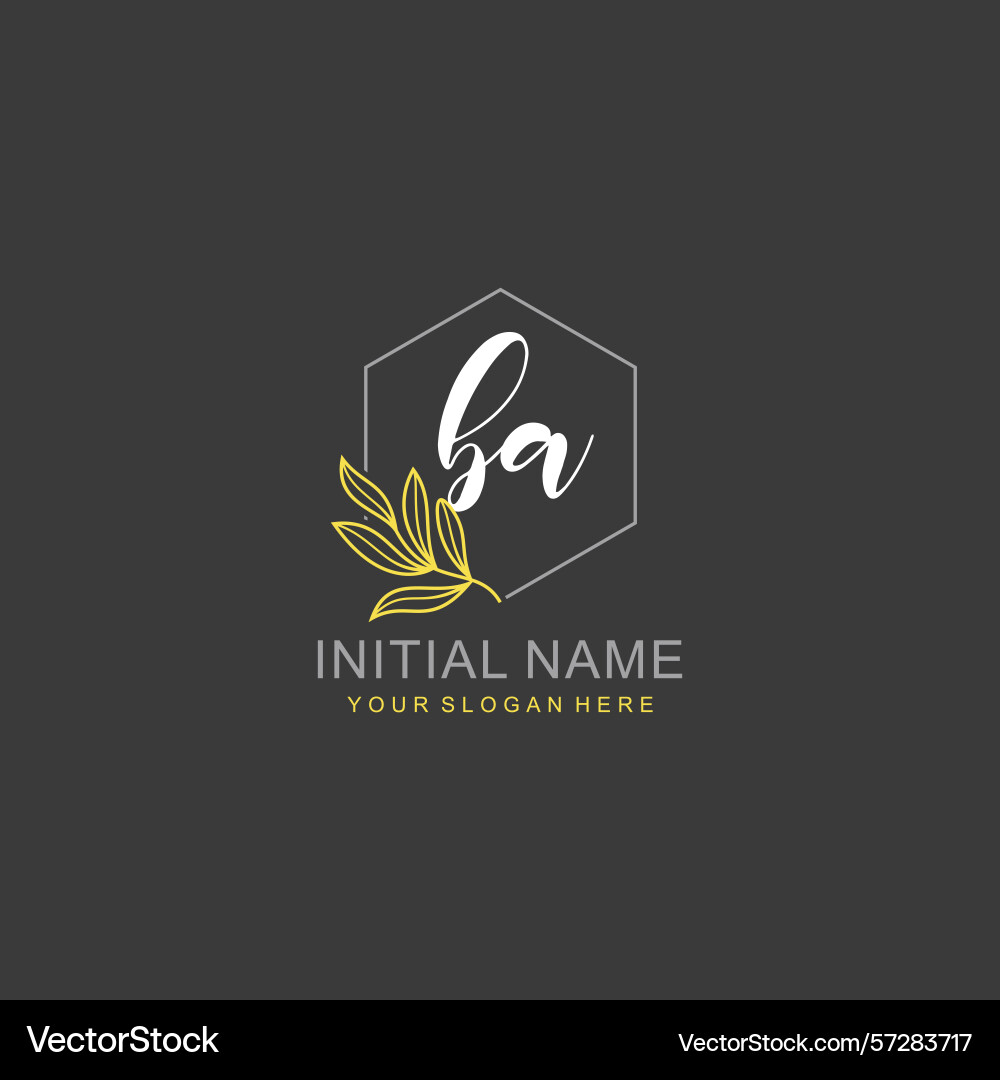 Ba initial logo templates with botanical elements Vector Image