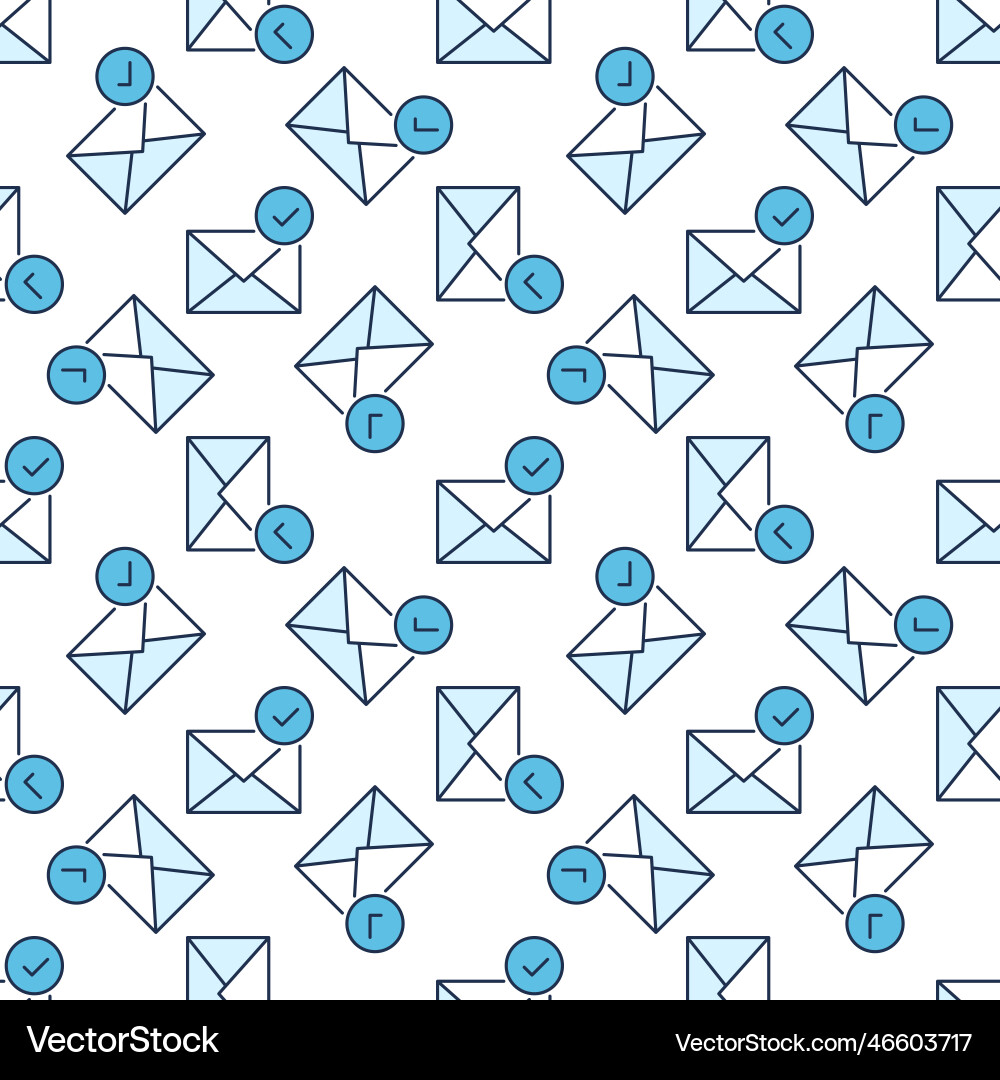 Checkmark on envelope colored seamless pattern Checkmark on envelope colored seamless pattern vector image