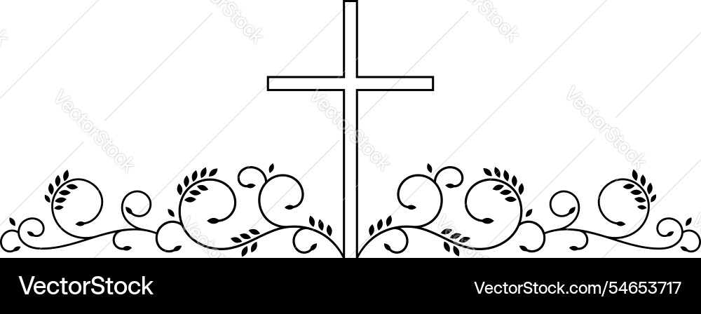 Christian cross with simple pattern vector image