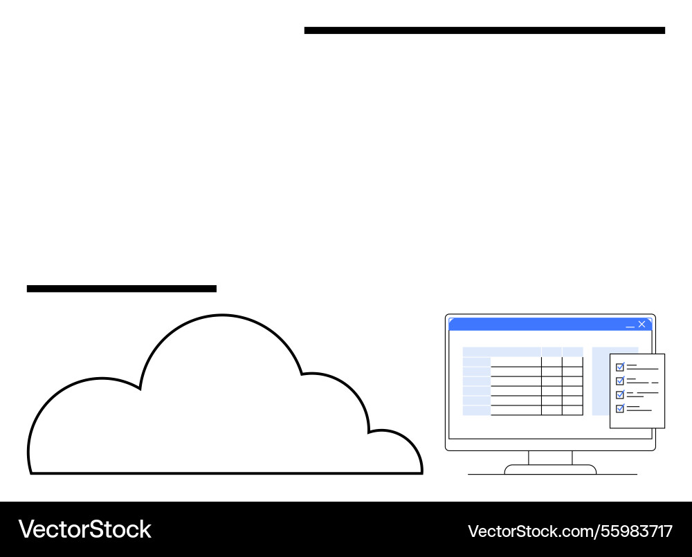 Cloud data storage and management with desktop Vector Image