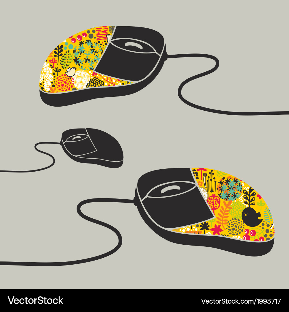 Computer mouse decorated with design print Vector Image