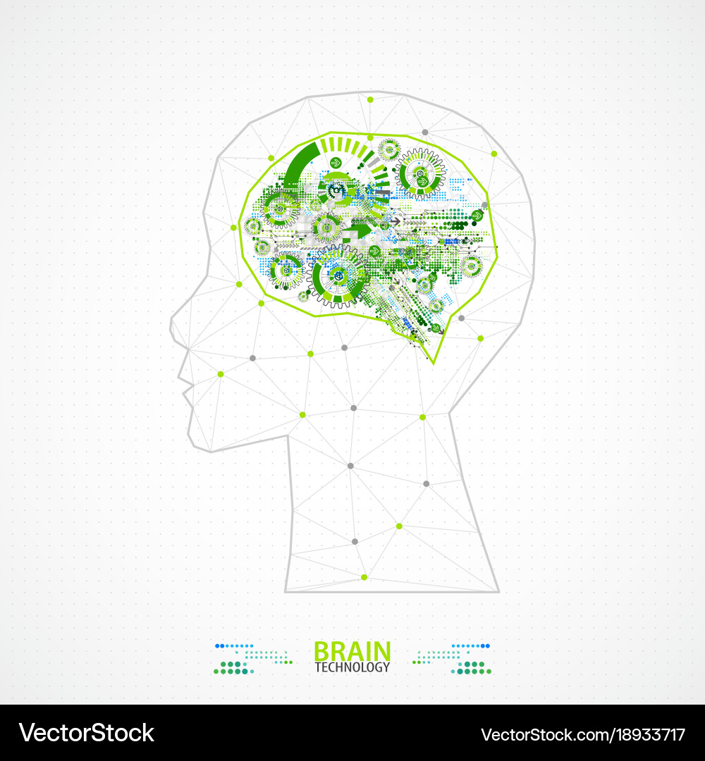 Creative brain concept background with triangular Vector Image
