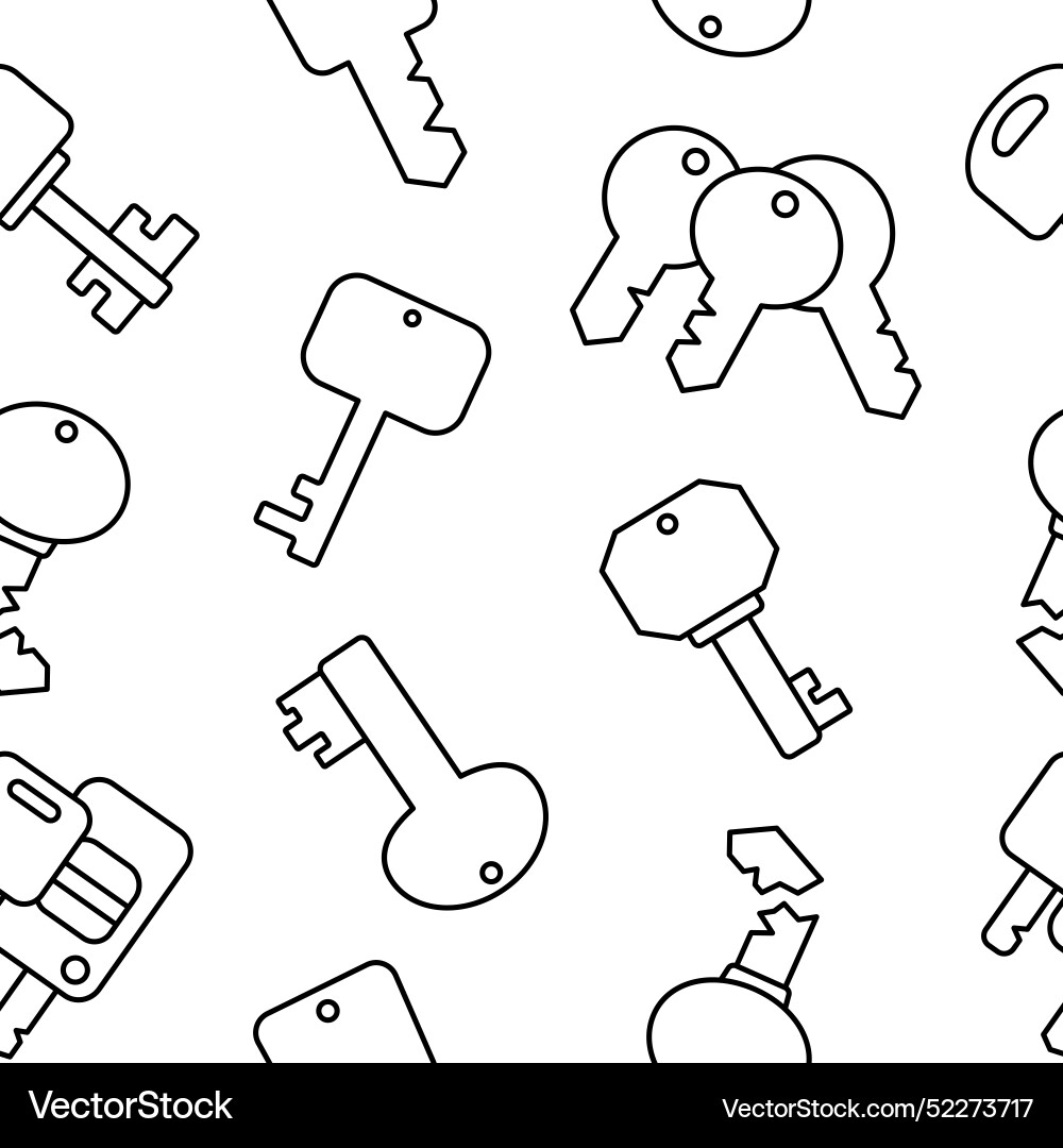 Different keys with keychain coloring page Vector Image