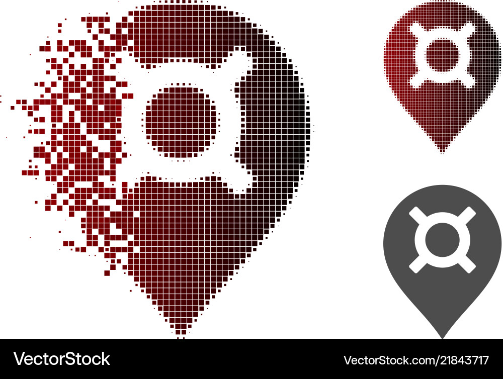 Disappearing dot halftone currency map marker icon Disappearing dot halftone currency map marker icon vector image