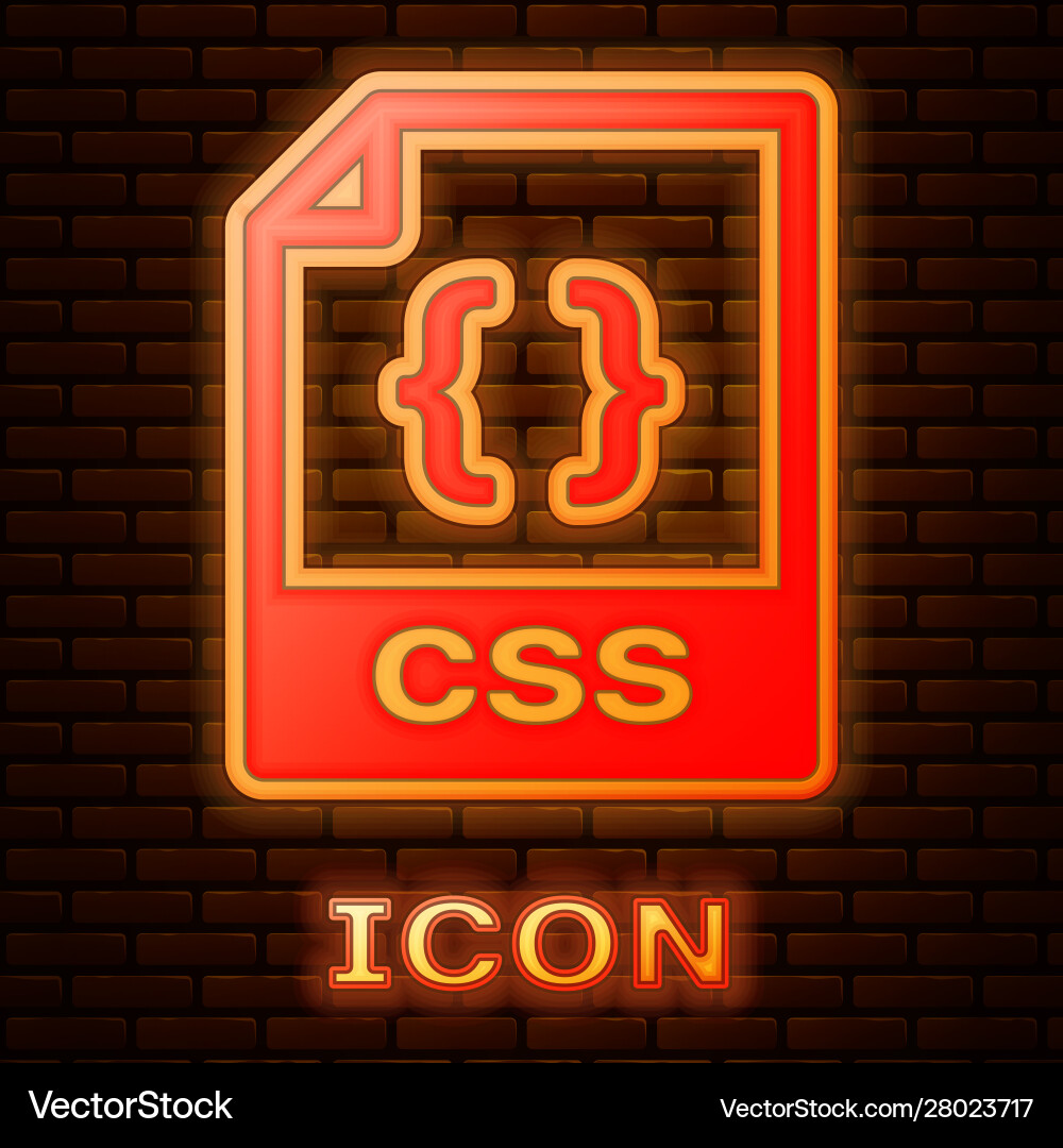 Glowing neon css file document download Glowing neon css file document download vector image