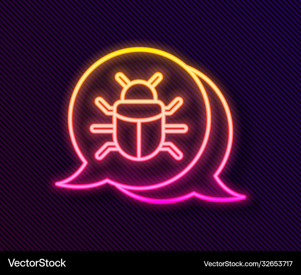 Glowing neon line system bug concept icon isolated Glowing neon line system bug concept icon isolated vector image