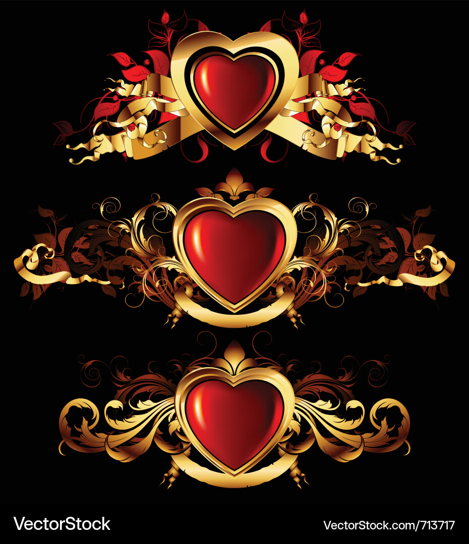 Heart forms with ornate elements Vector Image
