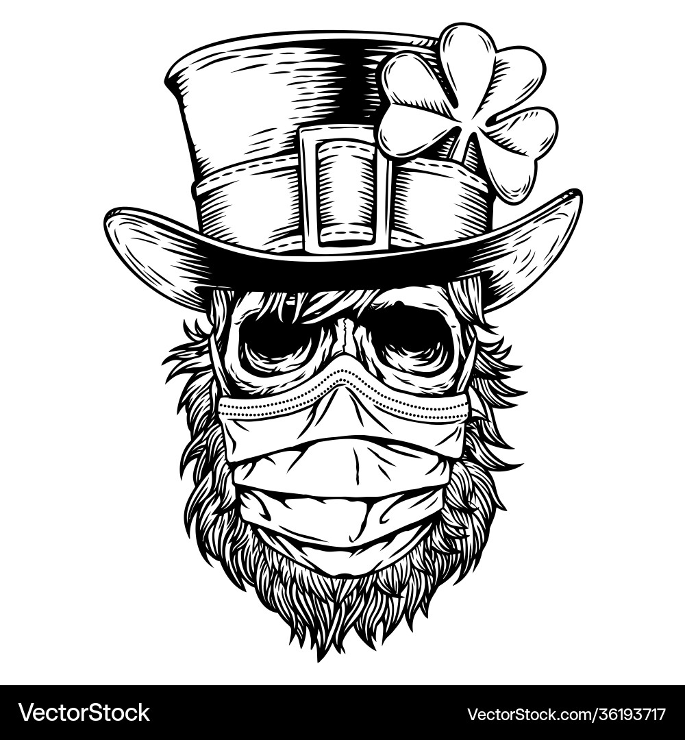 Irish Skull with Clover Mask Vector Image