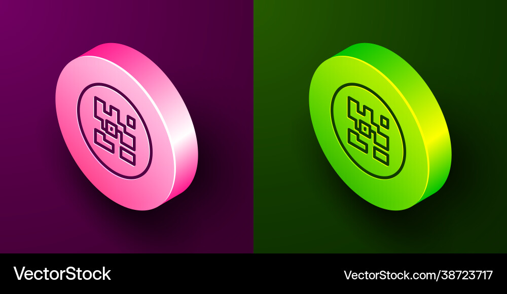Isometric line qr code sample for smartphone Isometric line qr code sample for smartphone vector image