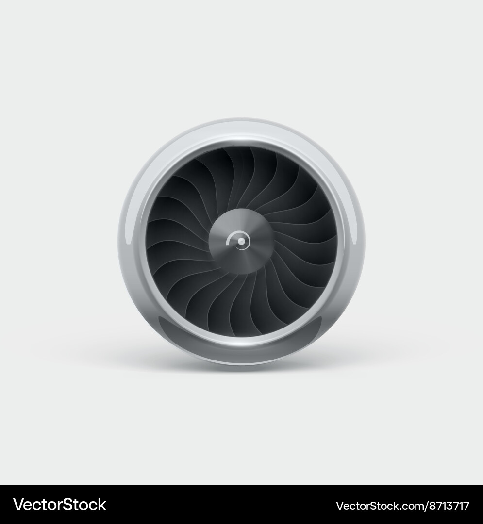 Jet engine front view 3d object isolated on white vector image