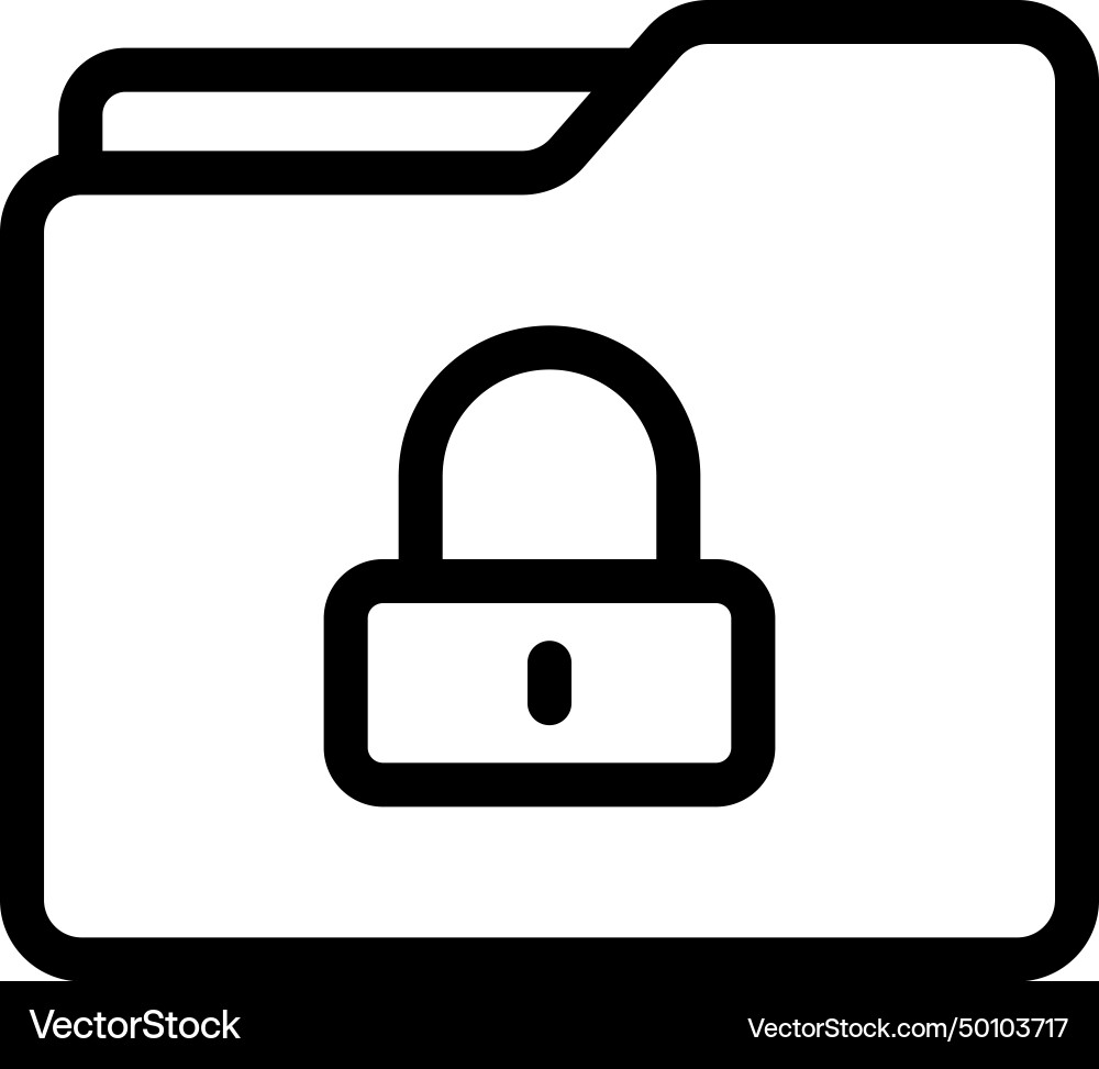 Lock folder security icon with black outline Lock folder security icon with black outline Vector Image