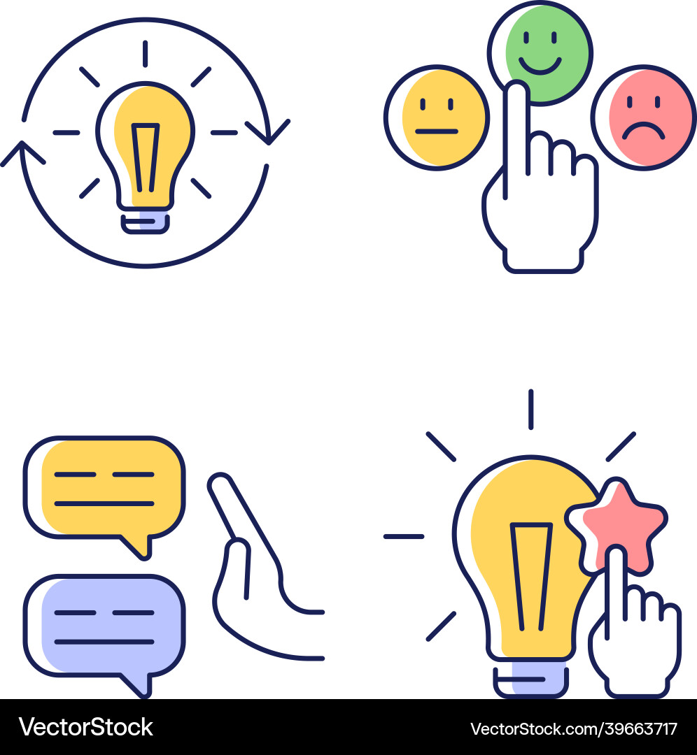 Logical and rational thinking rgb color icons set Vector Image
