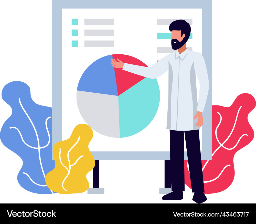 Male scientist presentation composition Male scientist presentation composition vector image