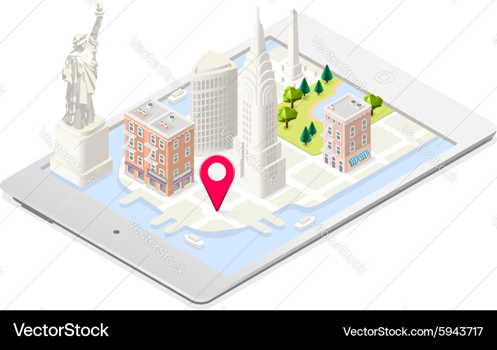 NYC Landmarks Isometric Map vector image