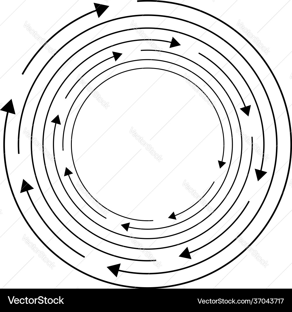 Rotating arrows concentric radial and circular Rotating arrows concentric radial and circular Vector Image