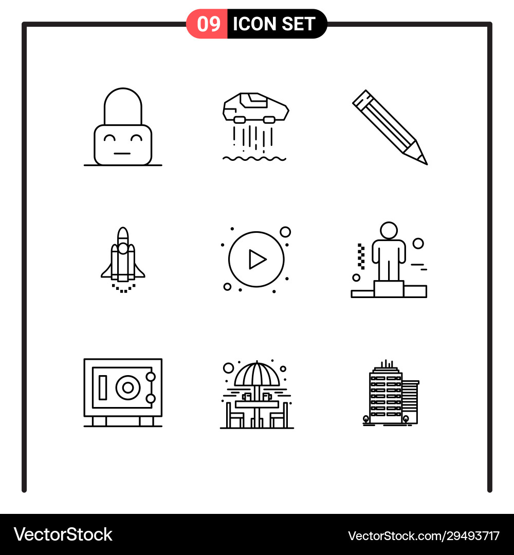 Set 9 line style icons for web and mobile Set 9 line style icons for web and mobile vector image