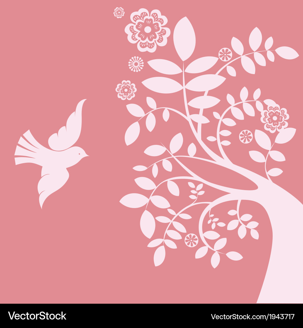 Spring tree and bird vector image