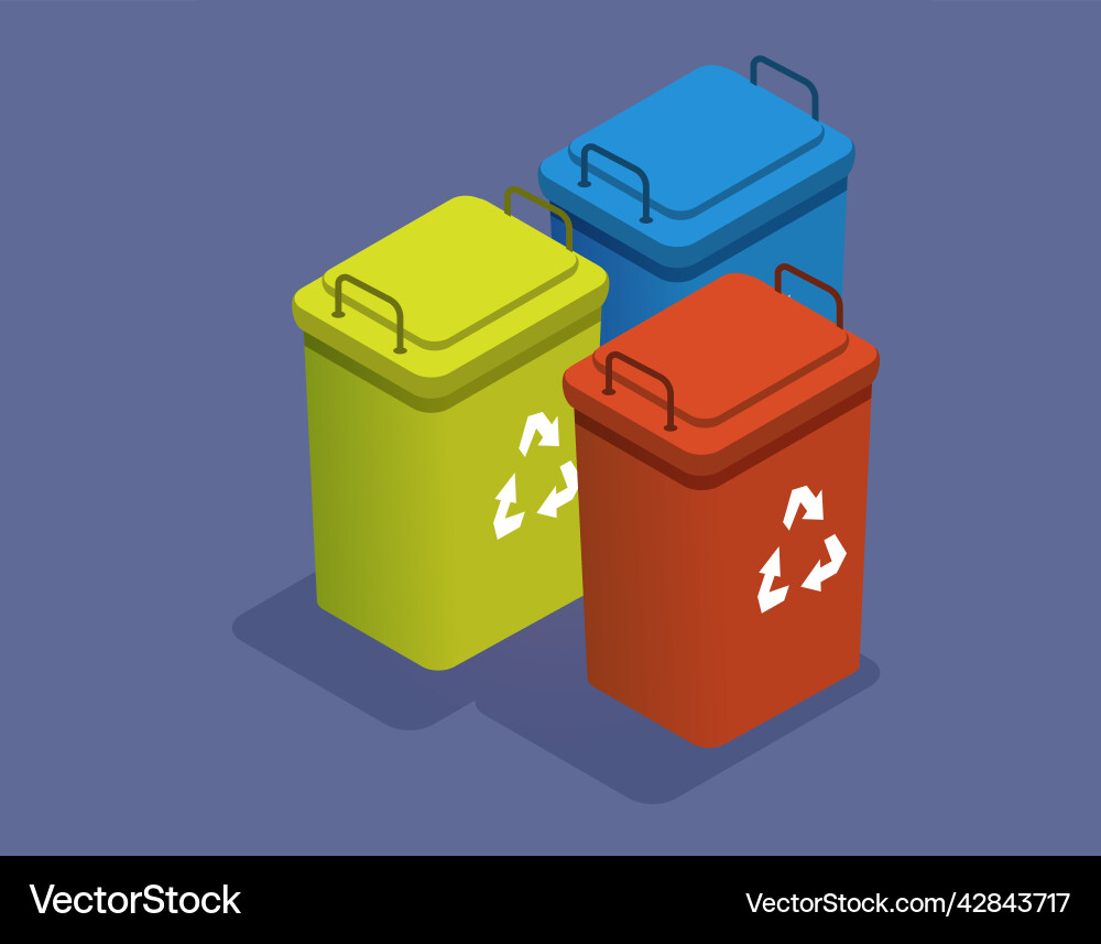 Trash in garbage cans with sorting board Trash in garbage cans with sorting board vector image