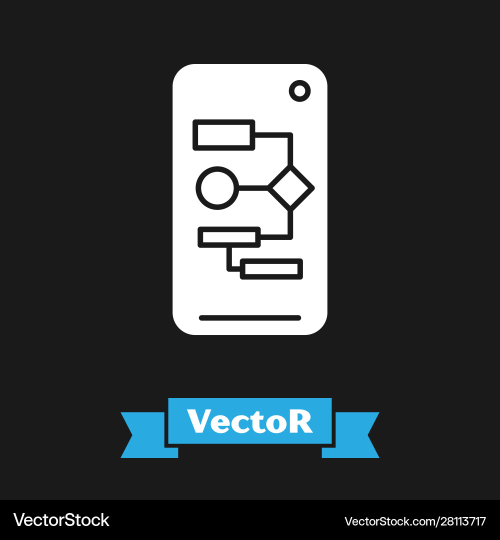 White algorithm icon isolated on black background White algorithm icon isolated on black background vector image