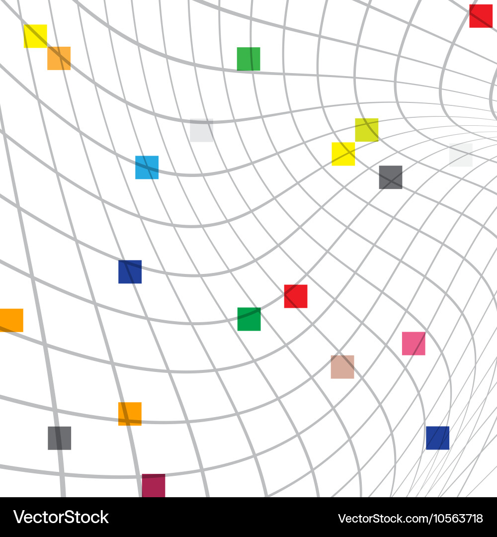 Abstract background grey net with colorful squares Abstract background grey net with colorful squares vector image