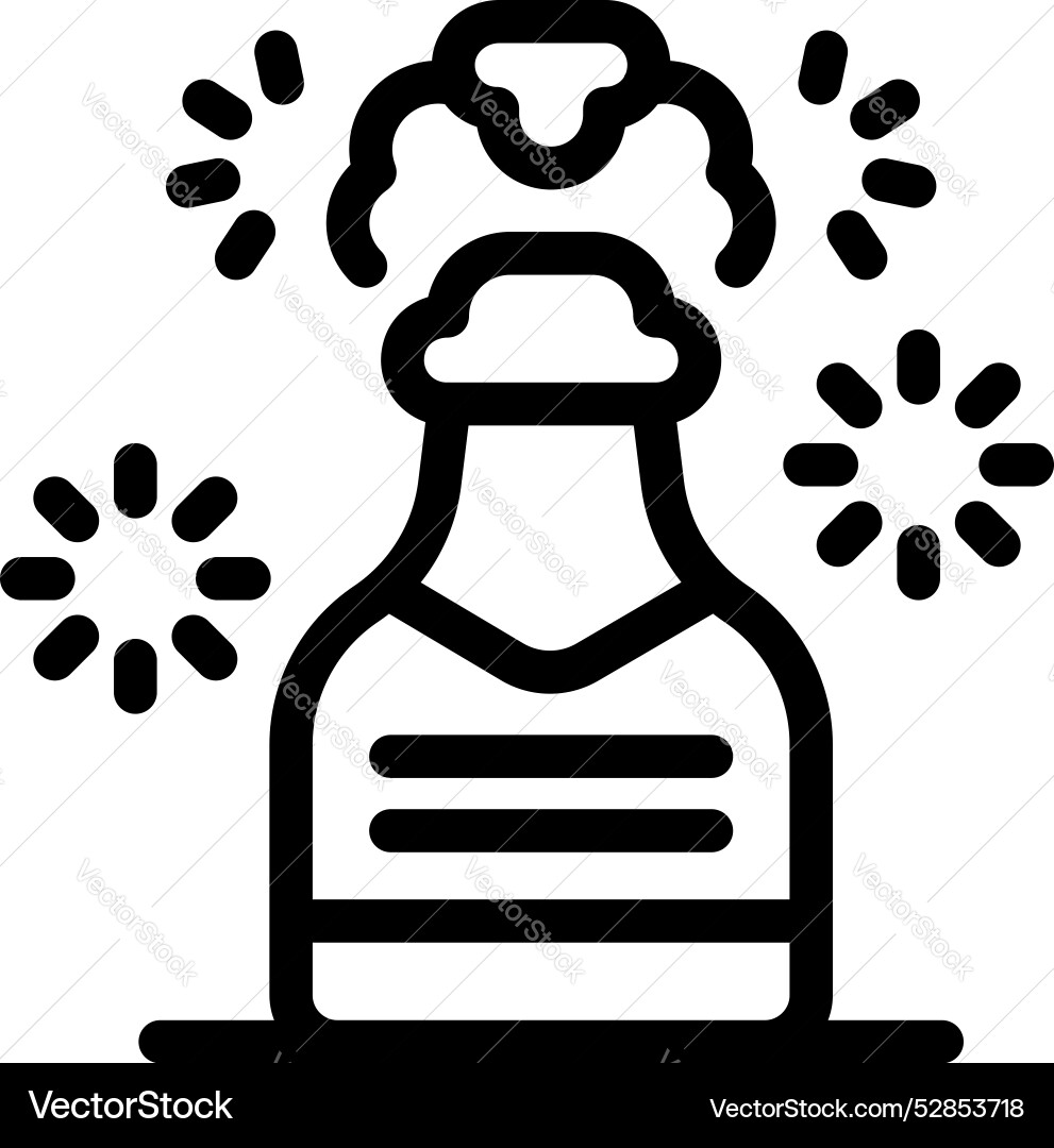 Champagne bottle exploding with cork popping Champagne bottle exploding with cork popping vector image
