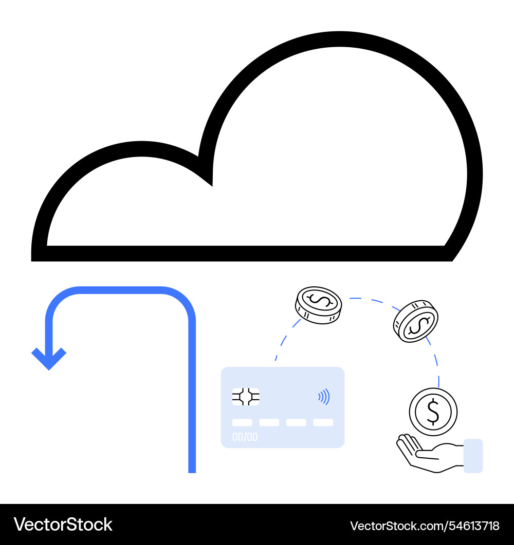 Cloud computing concept with payment card Vector Image