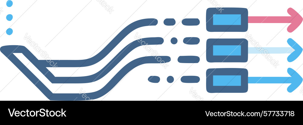 Data processing pipeline icon information flow vector image