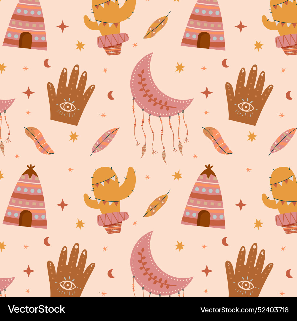 Flat design boho pattern Vector Image