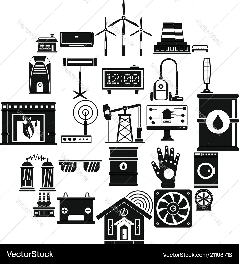 Generator icons set simple style Vector Image