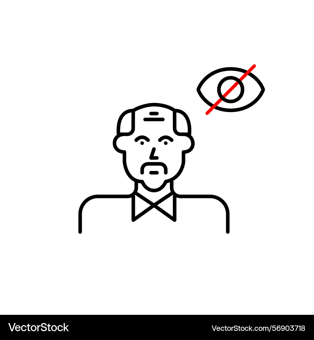 Icon of elderly man with crossed-out eye Icon of elderly man with crossed-out eye Vector Image