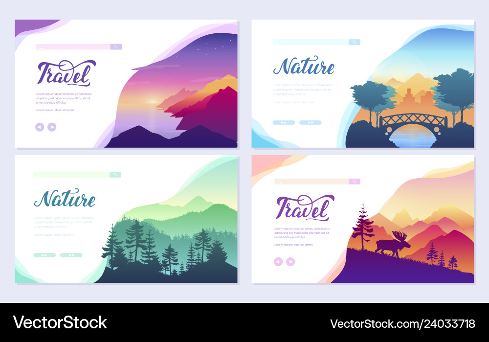 Nature brochure cards set ecology template Nature brochure cards set ecology template vector image