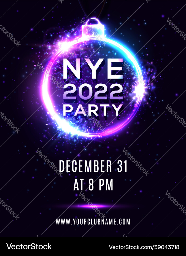 New year eve 2022 party poster on blue background New year eve 2022 party poster on blue background vector image