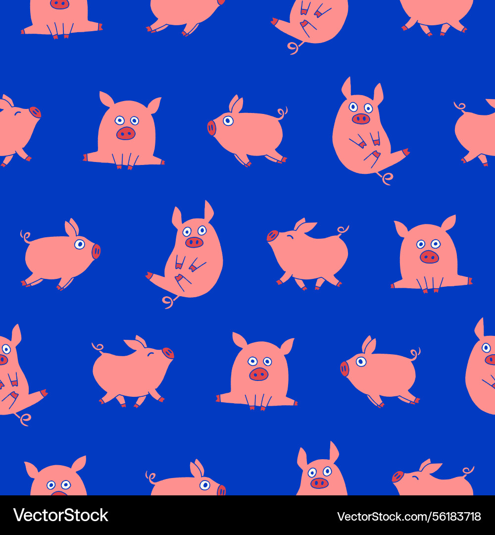 Pig seamless pattern background for print fabric Pig seamless pattern background for print fabric Vector Image