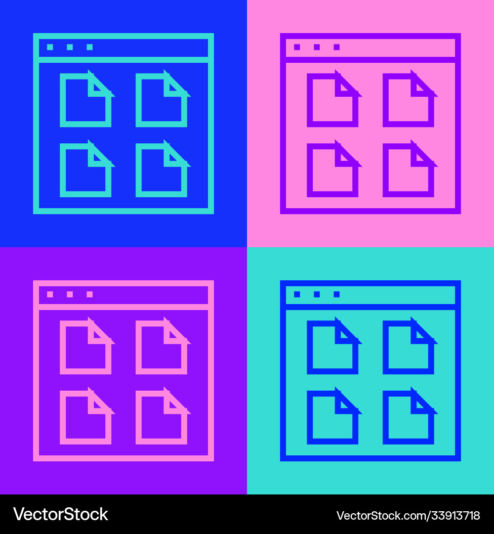 Pop art line browser files icon isolated on color Pop art line browser files icon isolated on color Vector Image