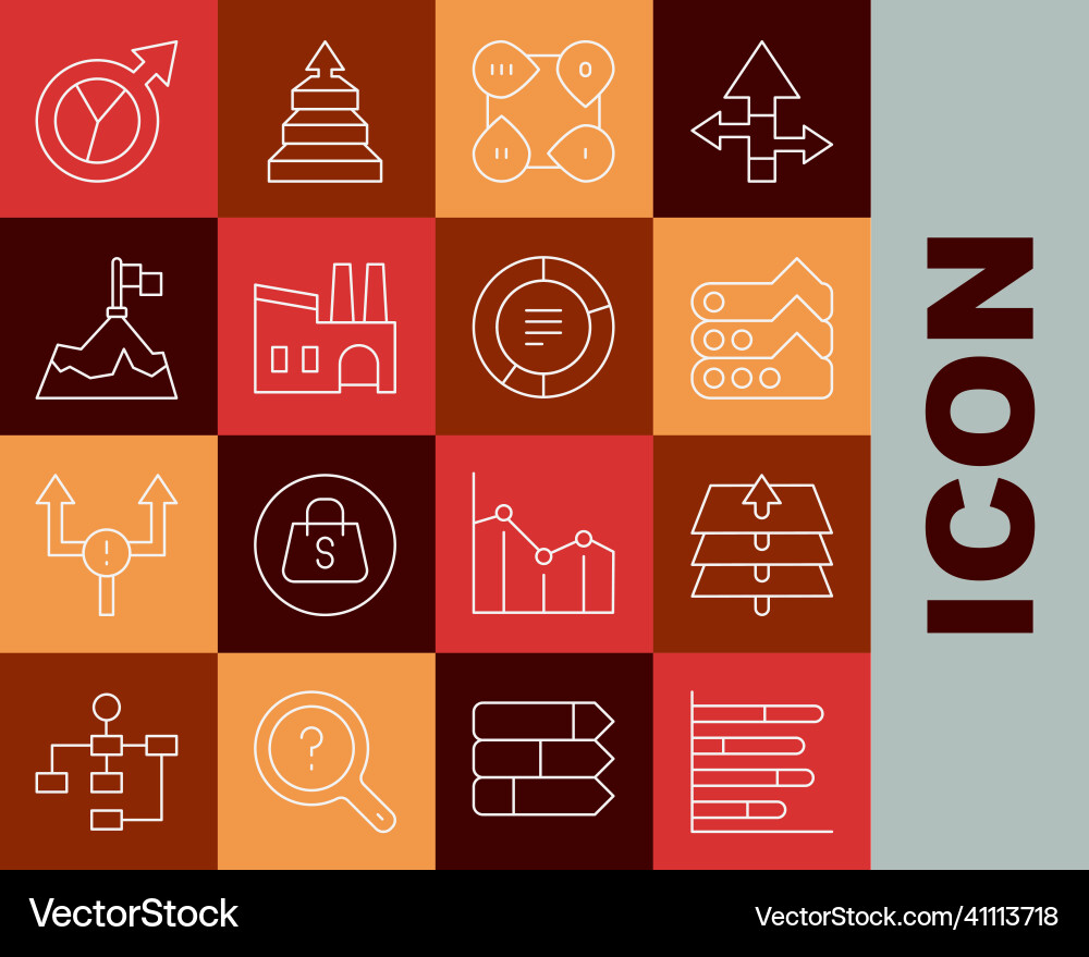 Set line pie chart infographic layers graph Set line pie chart infographic layers graph vector image
