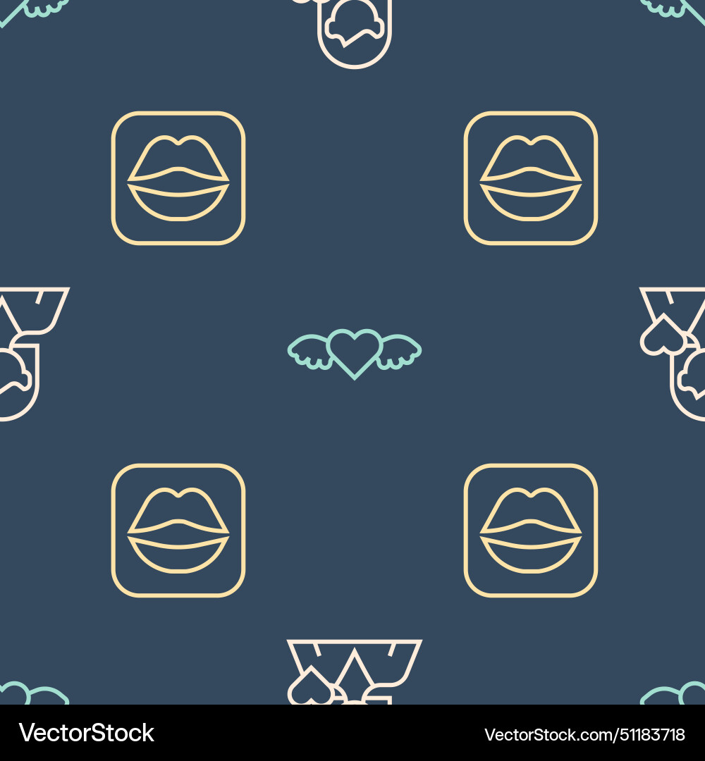 Set line romantic girl smiling lips and heart Set line romantic girl smiling lips and heart vector image