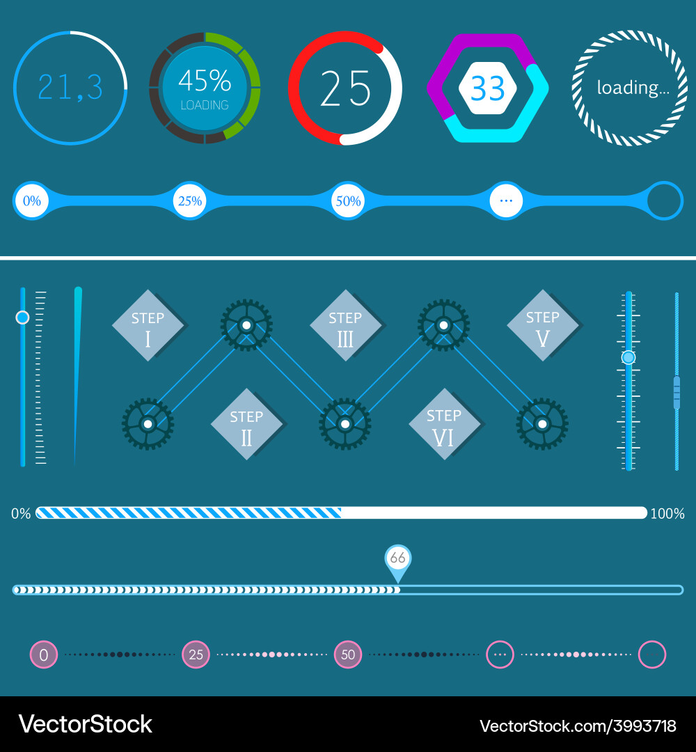 Set loading bars on a dark background vector image