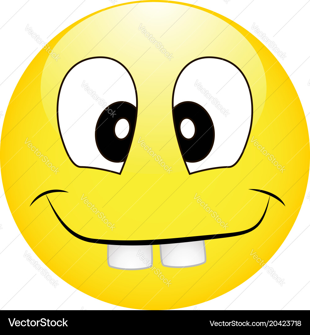 Silly Yellow Smiley Face with Big Teeth – Royalty-Free Vector | VectorStock, image size:1000x1080