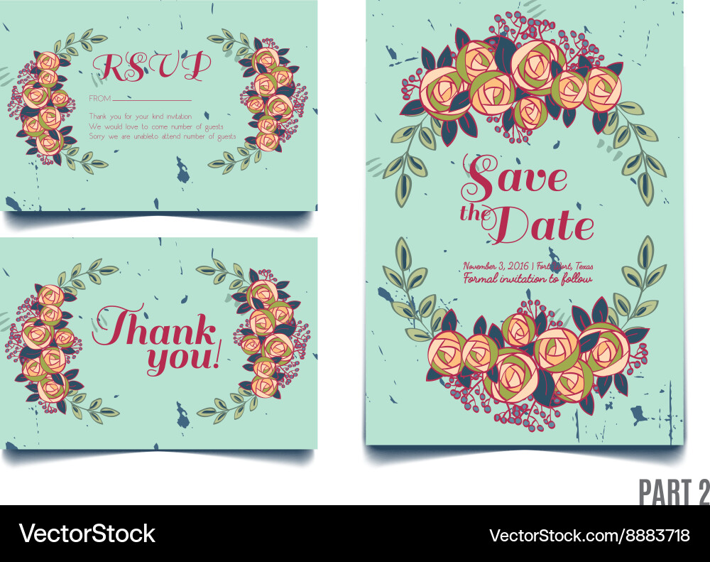 Trendige Karte mit Rosen für Hochzeiten speichern das Datum Vektorbild