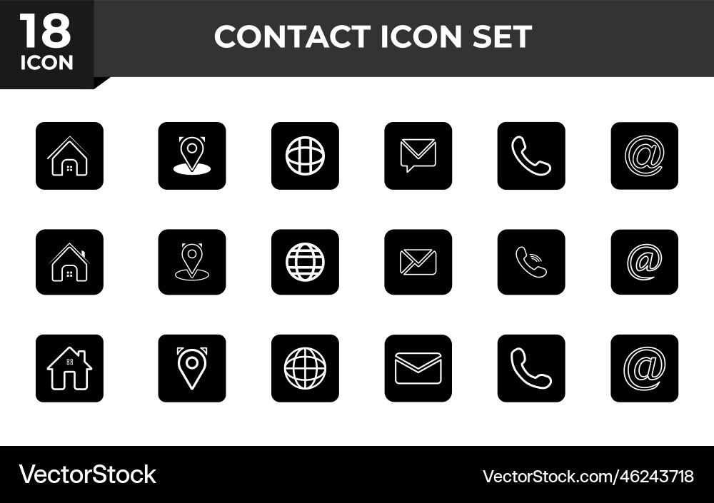 Web and contact icon set website Vector Image
