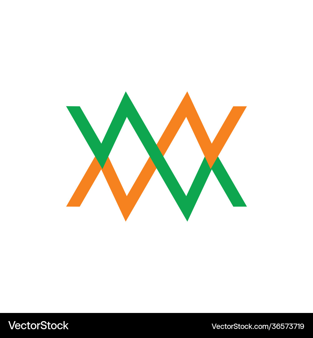 Abstract letter mw simple linked line color logo Abstract letter mw simple linked line color logo Vector Image
