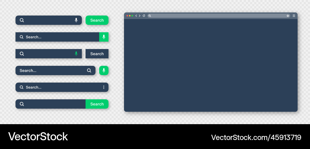 Blank internet browser window with various search Blank internet browser window with various search vector image