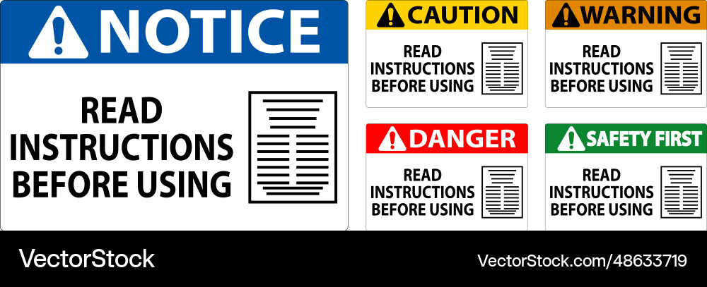 Caution machine sign read instructions before Caution machine sign read instructions before Vector Image