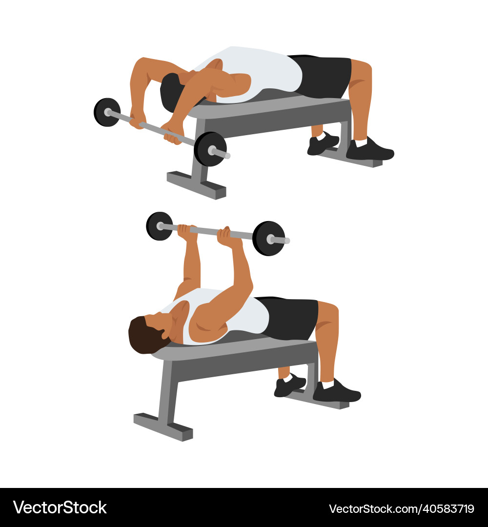 Chest muscle lying overhead extensions Chest muscle lying overhead extensions vector image