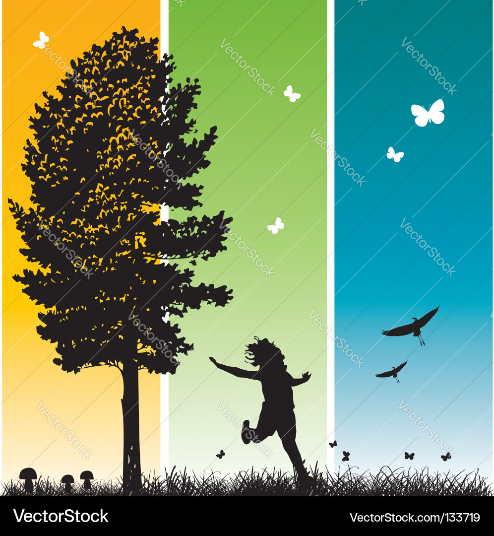 Child Running Through Grass vector image