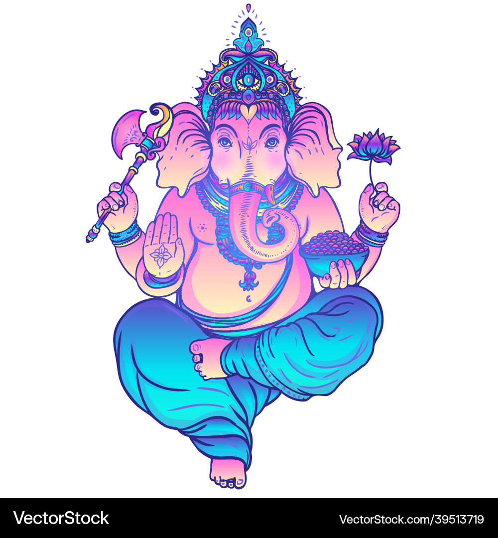 Colorful Tribal Elephant Ganesha Vector Image