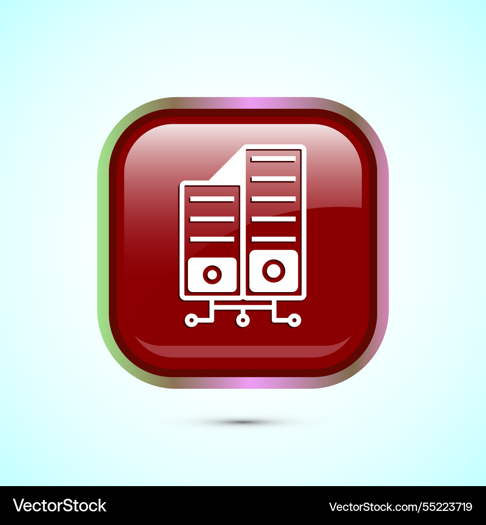 Data center icon design computer server red Data center icon design computer server red vector image