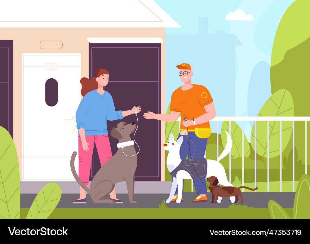 Dog walker job professional dog-sitter or daycare Dog walker job professional dog-sitter or daycare vector image
