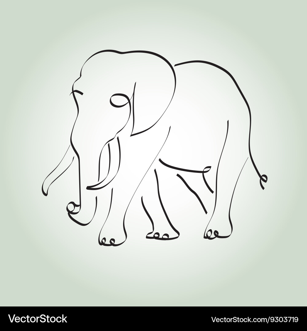Elephant in minimal line style vector image
