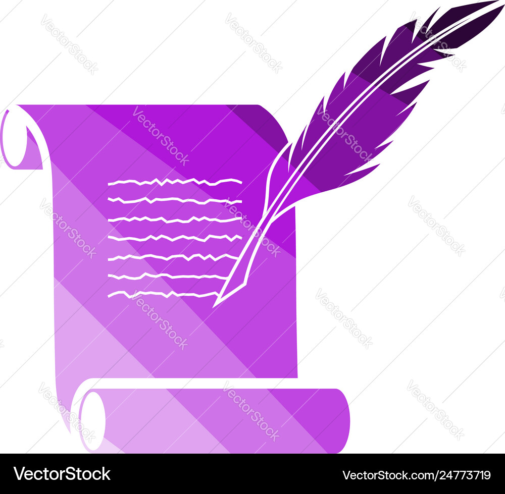 Feather and scroll icon Feather and scroll icon Vector Image